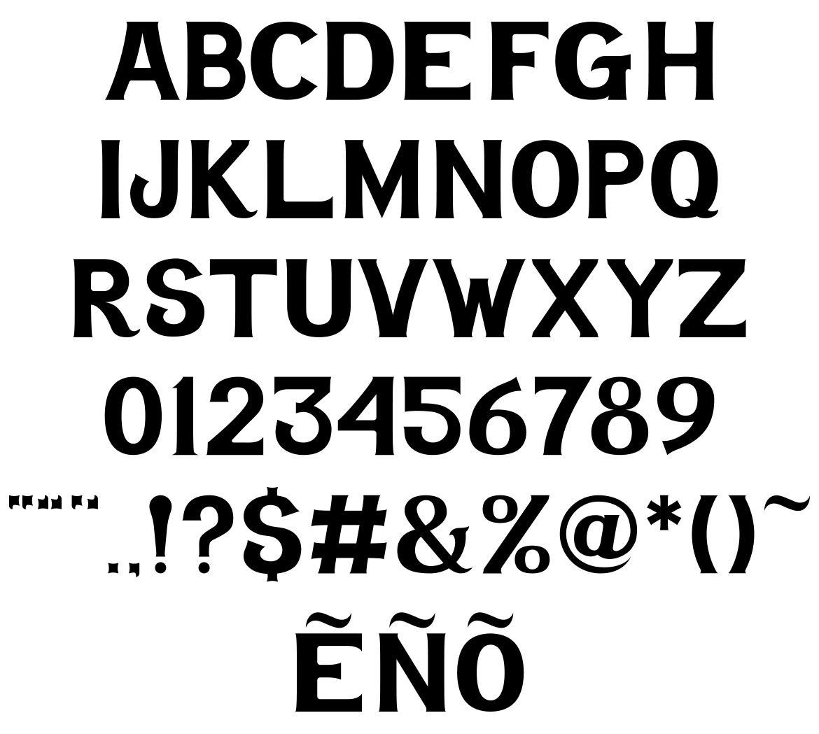 Sample of alphabet in black on white background